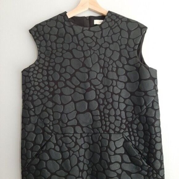 CAMEO / Modern 3D Animal Pattern Mini Sleeveless Shift Dress Black Sz S - Picture 3 of 11